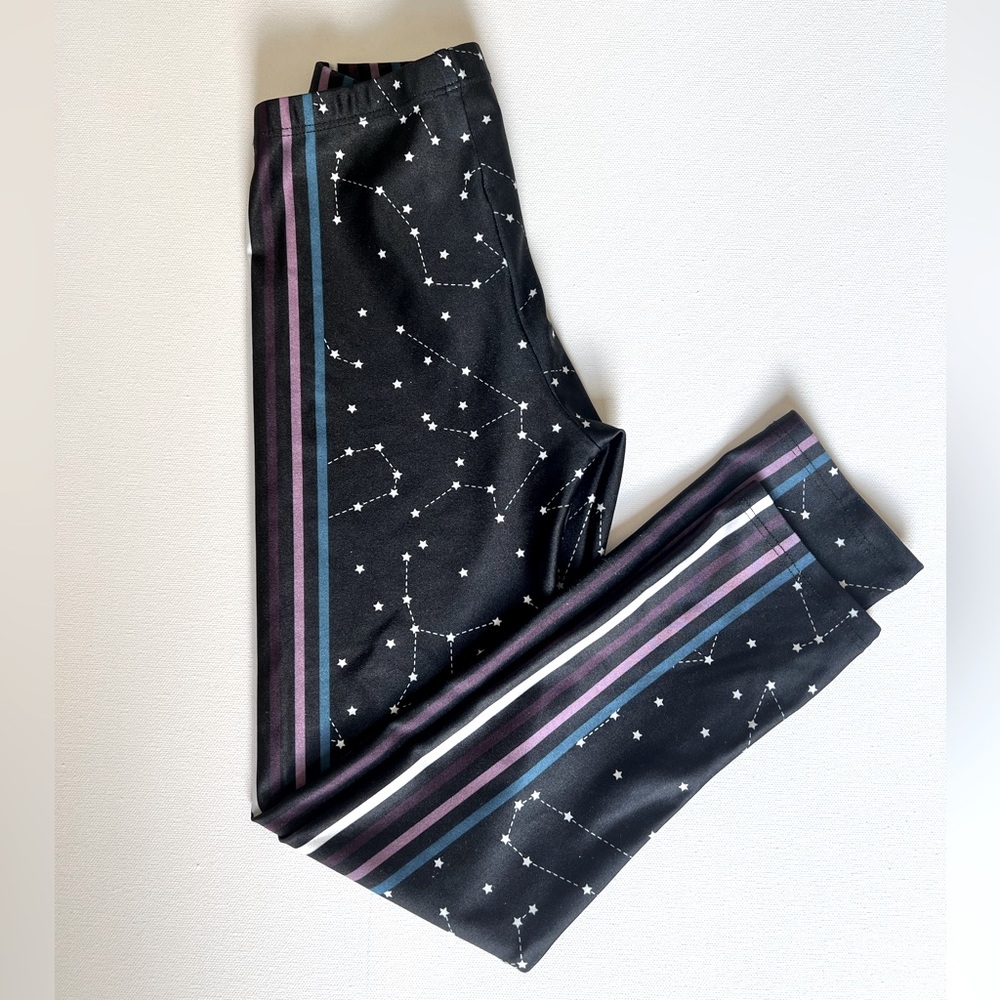 Gold Sheep 🐑 🌌 🌟 Kids leggings M 7/8 black with constellation and stripes